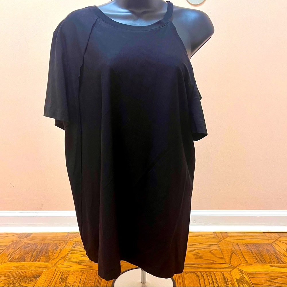 Helmut Lang Black Soft Tie Shoulder Dress